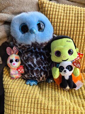 TY Blue Owl 10" and friends, YAGO plus VICTOR, BLOOMY and MING